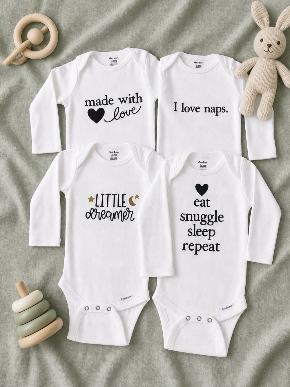 Sweet Dreams Baby Gift Set-Handmade Onesies for 3-6 months